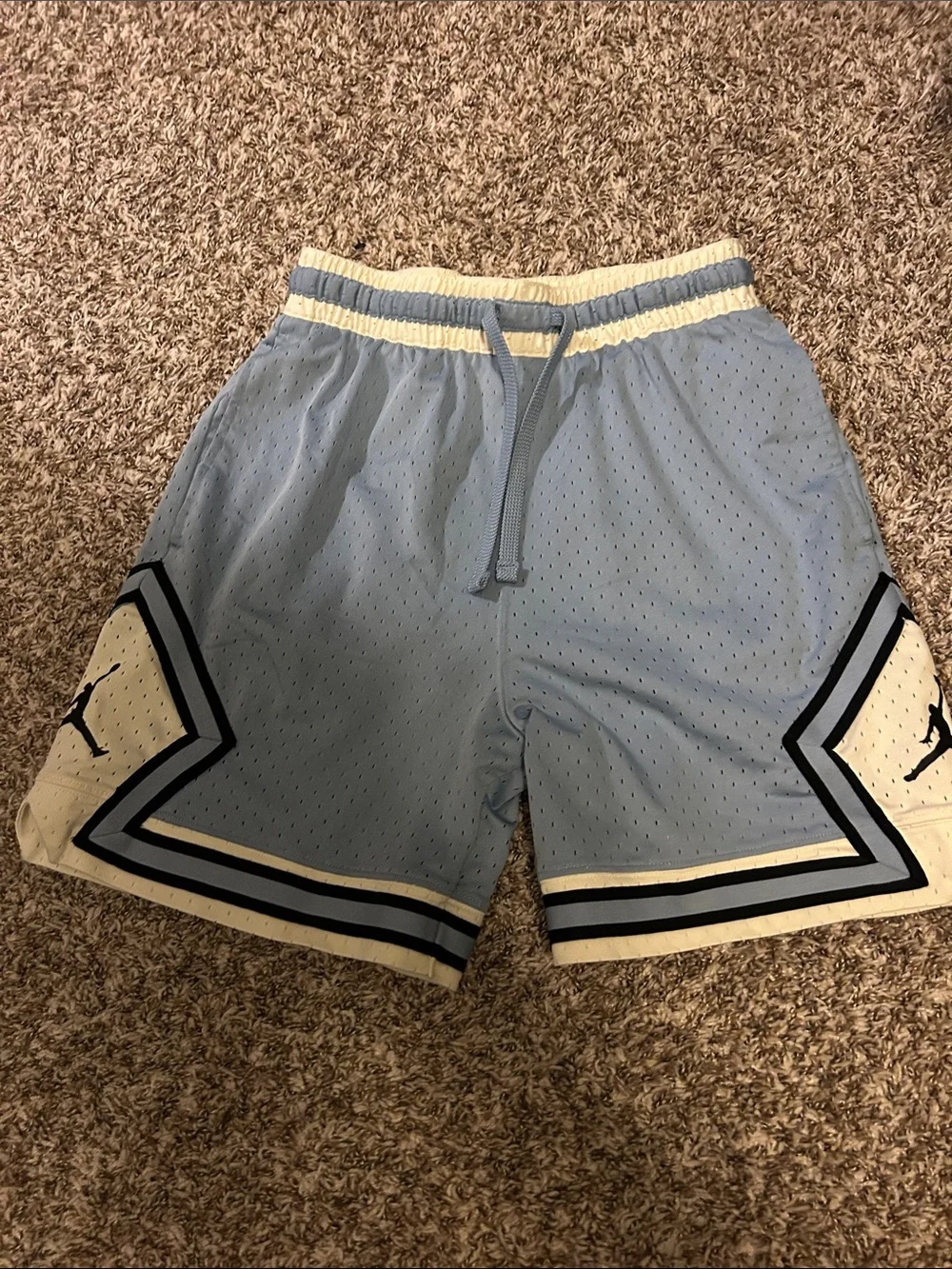 Jordan Drifit Light Blue Mesh Basketball Shorts with Cream & Navy #drifit